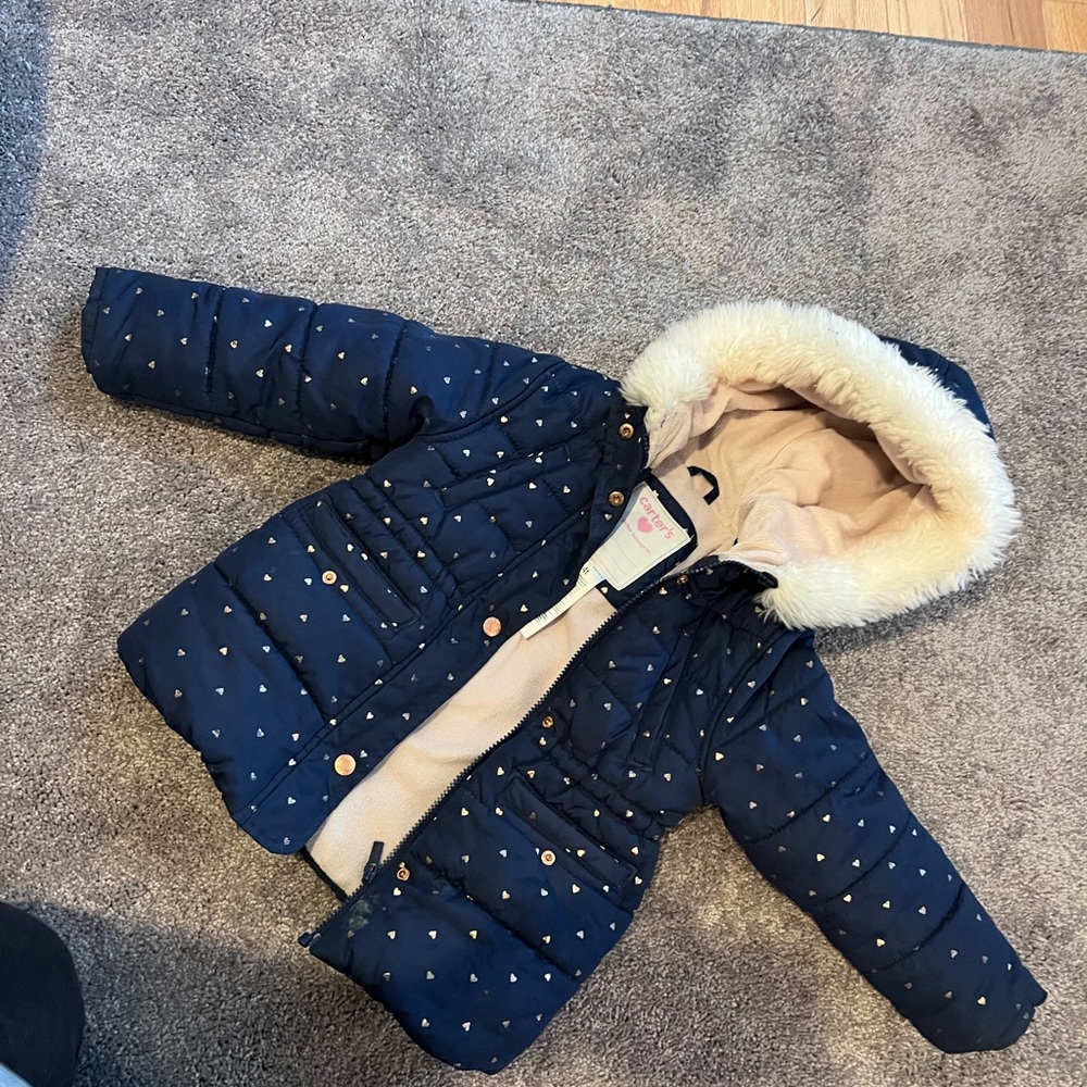Carter's Navy Jacket with Heart Pattern
